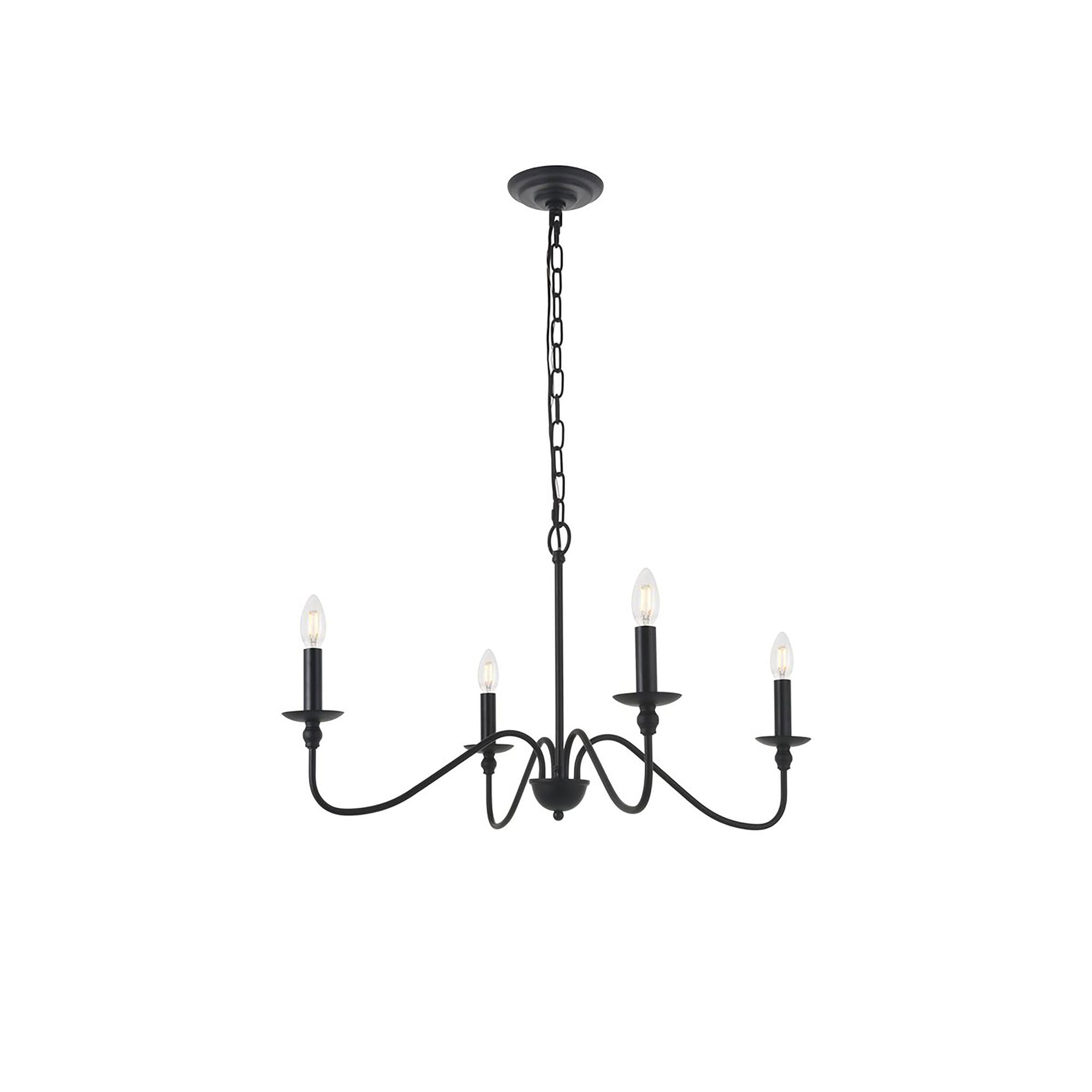 Living District Rohan 4-Light Mid-Century Metal Pendant in Matte Black