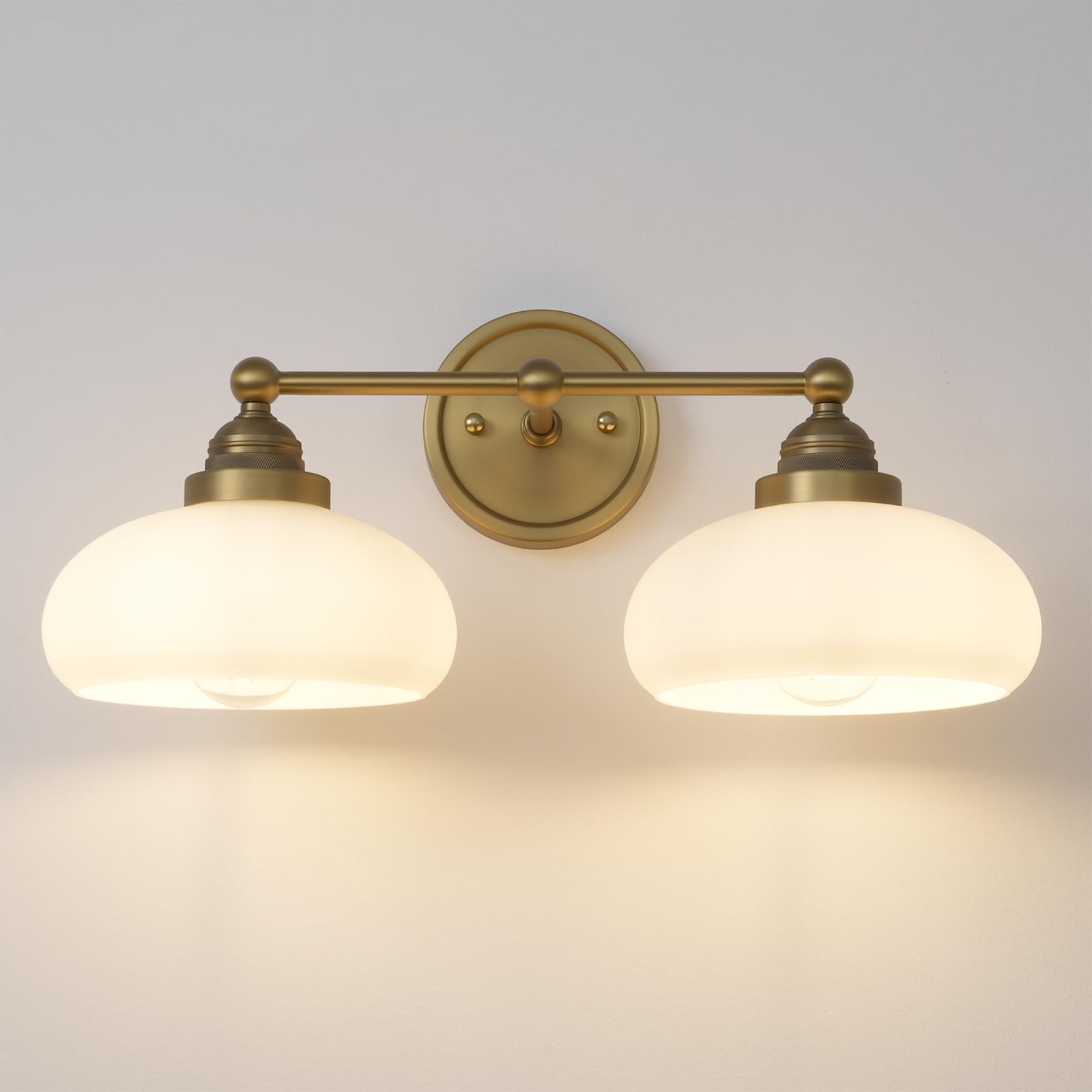 Songcilt Vintage 2-Lights Sconces Wall Lighting With Milk White Glass Shade, Double Arm Wall Lamp Fixture For Living Room Dining