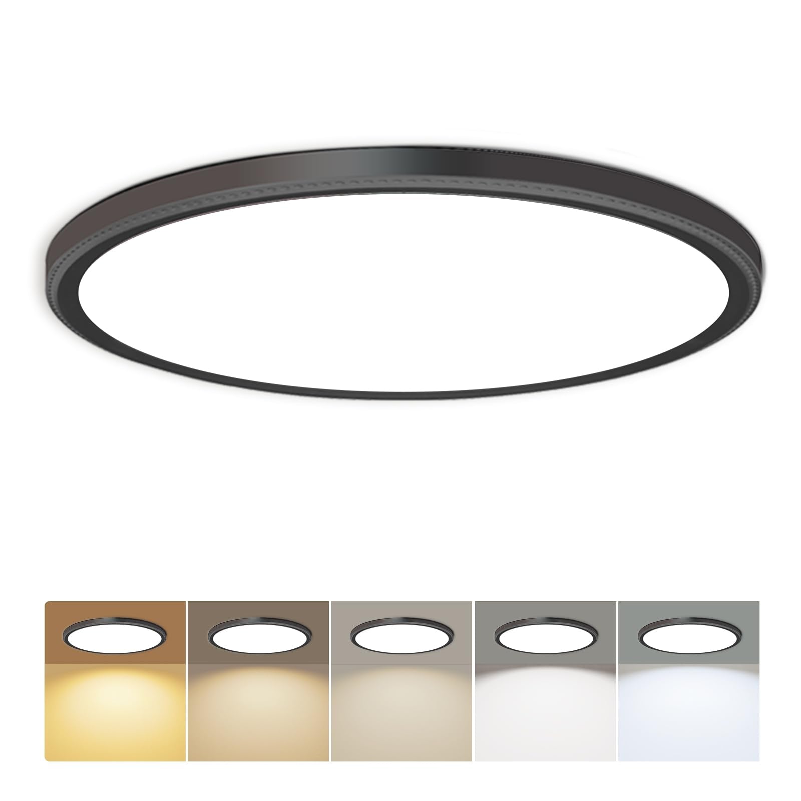 hunhun 3200lm LED Flush Mount Ceiling Light 28W 12 Inch 5CCT Adjustable Super Slim 0.87 inch led Ceiling Light Fixture Round Cei