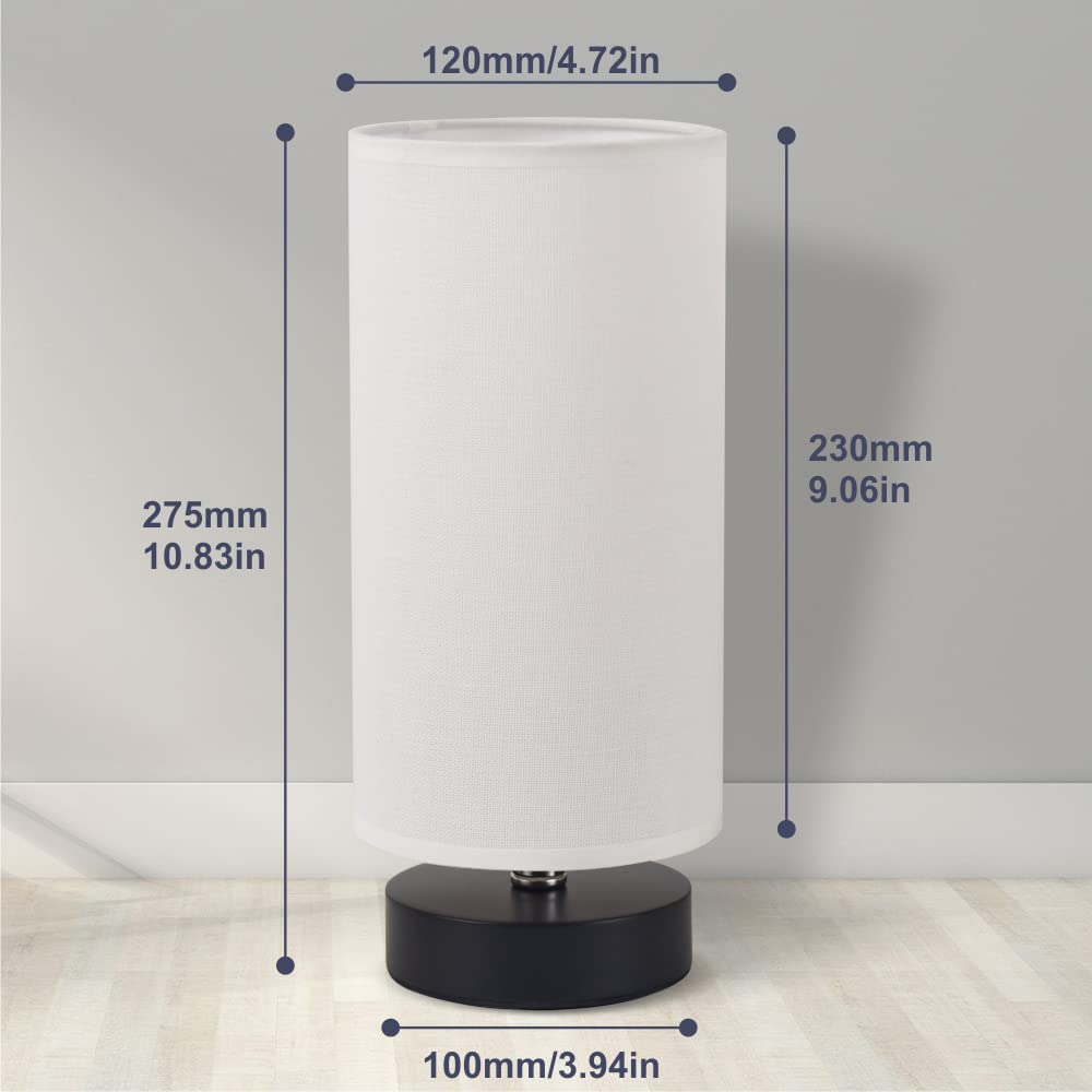Lifholder Table Lamp - Simple Cylinder Design, White Shade, Black Base, Model LH-TD-01-W, Ideal for Bedroom, Living Room, Office