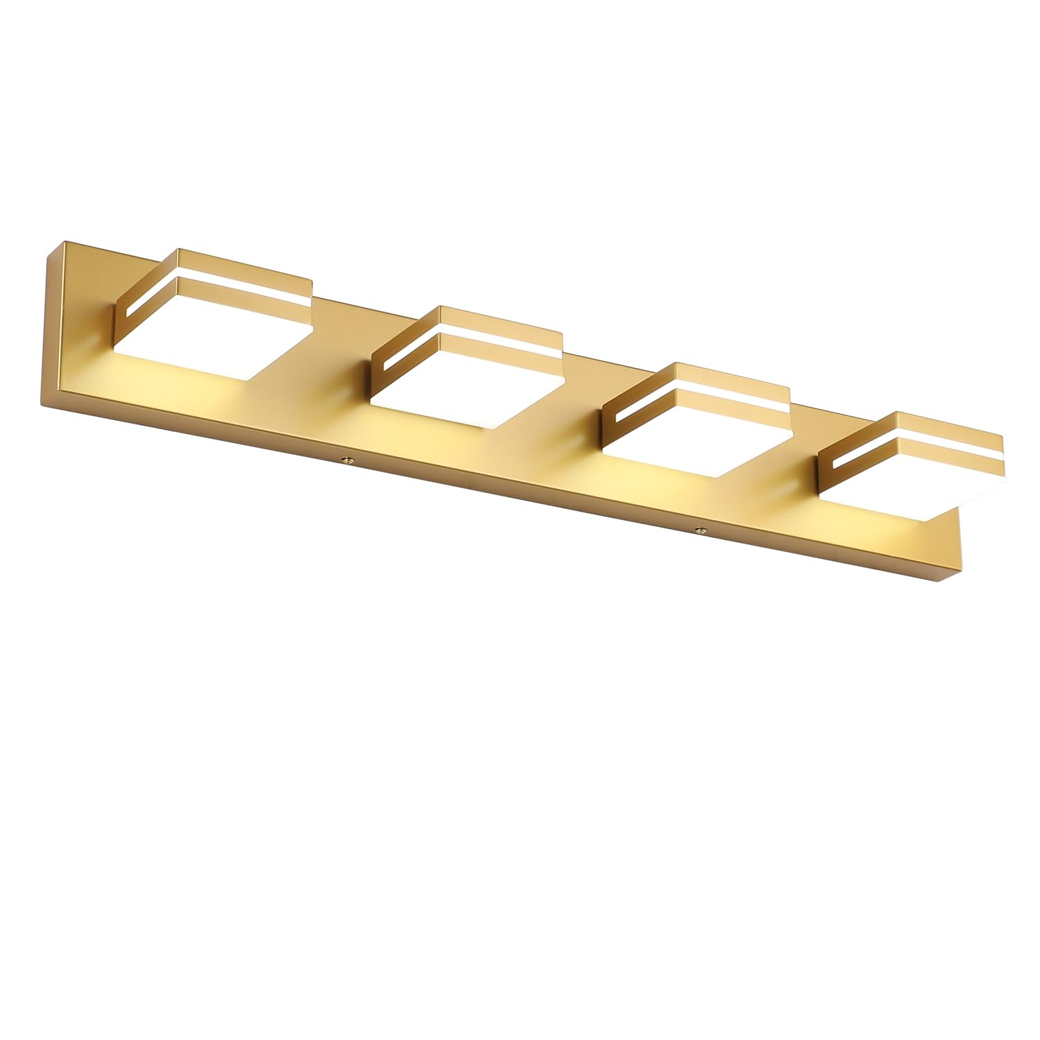 Sinerise Led Modern Bathroom Vanity Light Fixtures (4-Light, 30-Inch, Dimmable), Matte Gold Modern Acrylic Bathroom Wall Lighting Fixtures Over Mirror (Cool White 6000K)