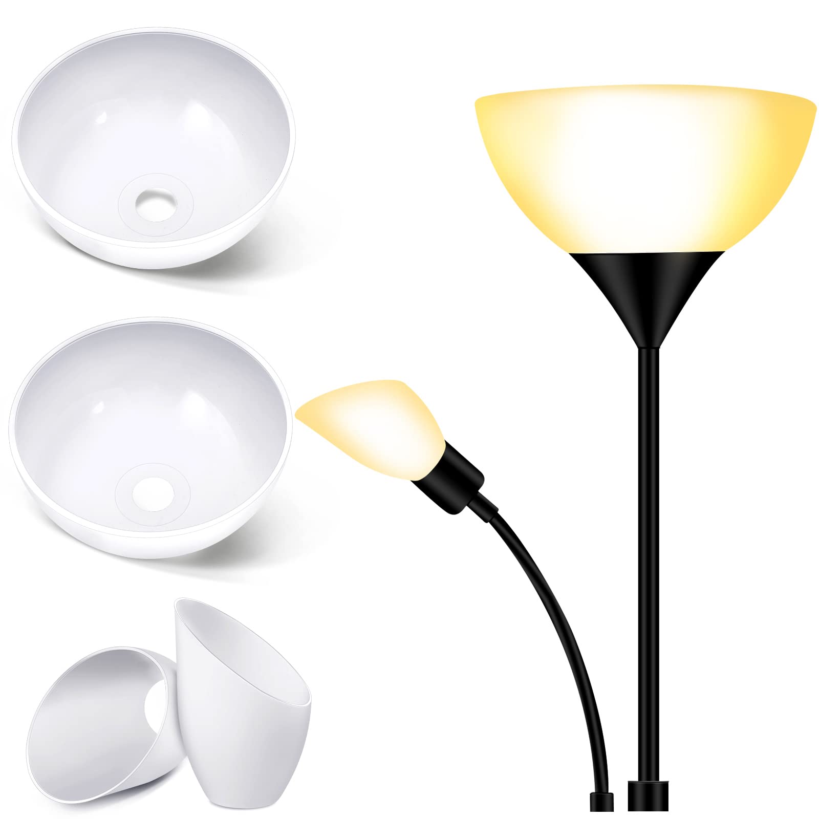 Hortsun Replacement Lamp Shade 4 Pcs White Replacement Plastic Lampshade 2 Pack 1.65'' Fitter 10'' Diameter Bowl Shape 2 Pack 1.