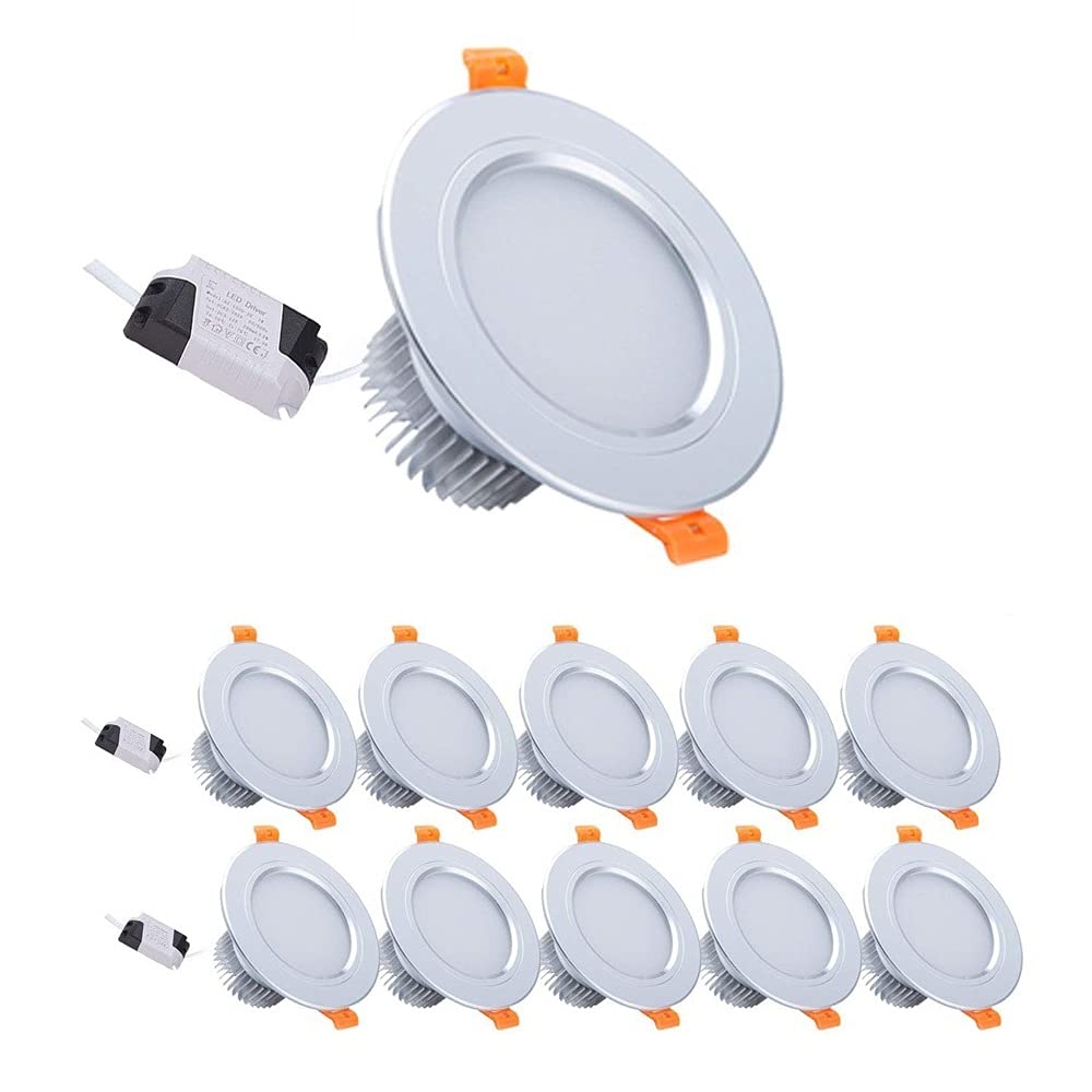 OZZKI Recessed Dimmable LED Recessed Ceiling Lights LED Downlight, 3W AC110-265V Warm White 2700K IP44 RA80, Replace 30W Incande