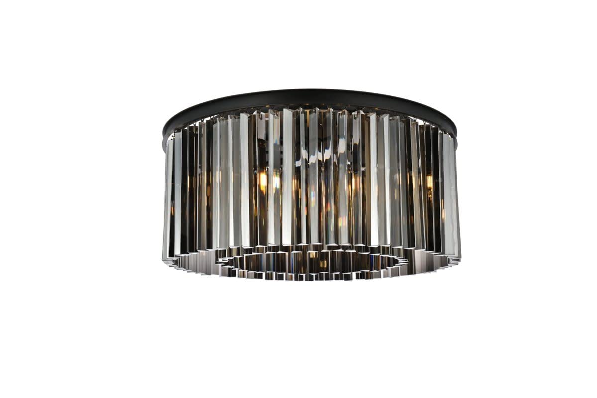 Elegant Lighting Sydney Collection 1208F31MB-SS/RC 8-Light Flush Mount with Royal Cut Silver Shade Crystals, Mocha Brown Finish