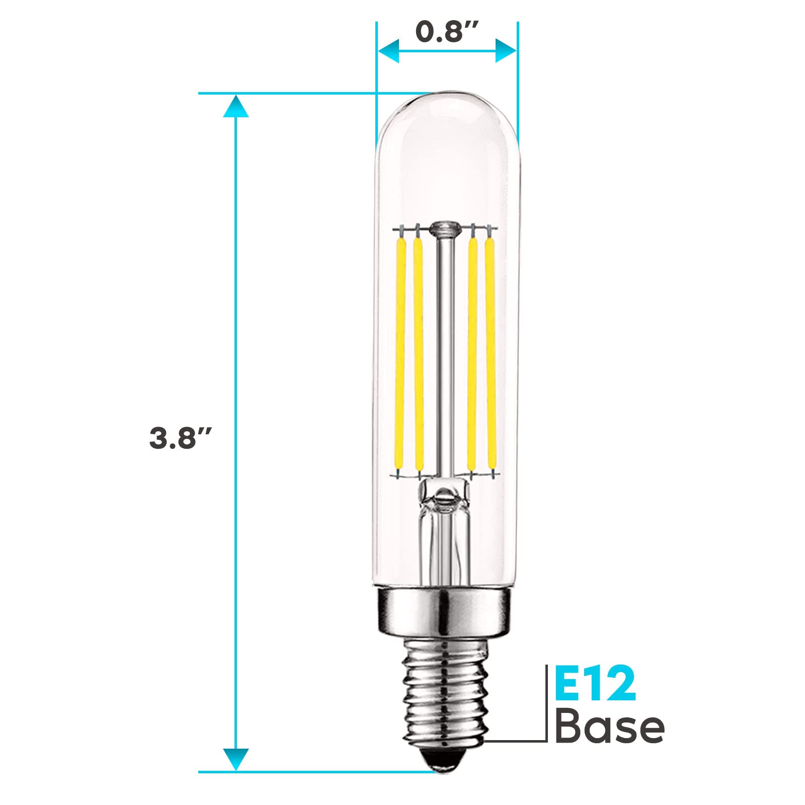 LUXRITE Vintage E12 LED Bulb 60W Equivalent, Dimmable, 5000K Bright White, Clear Glass, Model LR21659-6, 6 Pack
