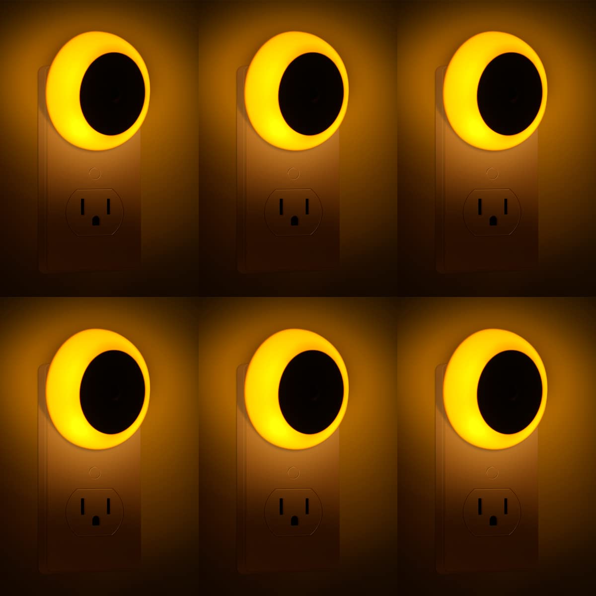 KINUR 6 Pack Amber Night Light, LED Night Lights Plug into Wall with Dusk to Dawn sensors, Plug in Night Lights for Kids Room, B