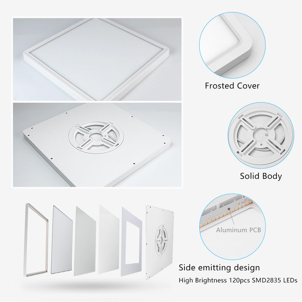 12Inch 24W Square Led Ceiling Light Fixtures Flush Mount  2800K Warm White Led Ceiling Lamp  Surface Mount Modern Ceiling Lights  Slim Flat Panel Lighting For Bedroom  Kitchen  Bathroom Etc.