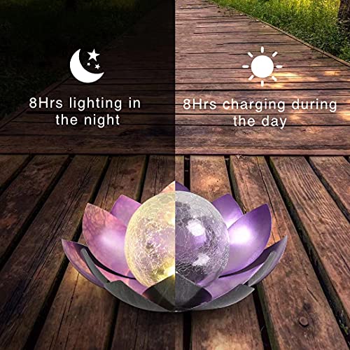 QZHP Solar Light Outdoor LED Garden Light, Waterproof Metal Glass, Purple, Model HP001