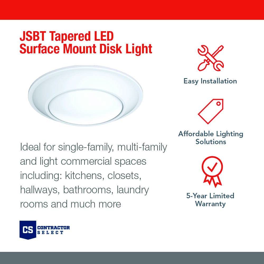 Juno Jsbt 6-Inch Slimbasics Tapered Disk Downlight, 3000K, White (1 Pack)