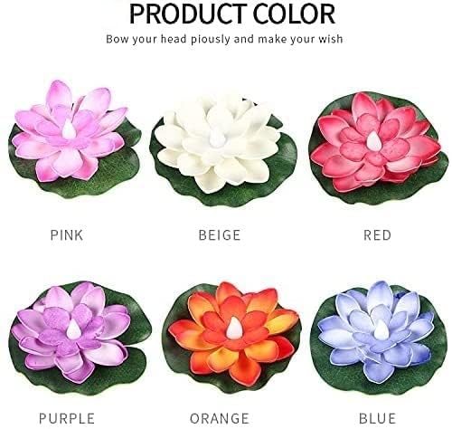VERVENIX Water Floating Smokeless Candles & Lotus Flowers Sensor Led Tea Light Candle for Outdoor Indoor, Festival Decoration Pl