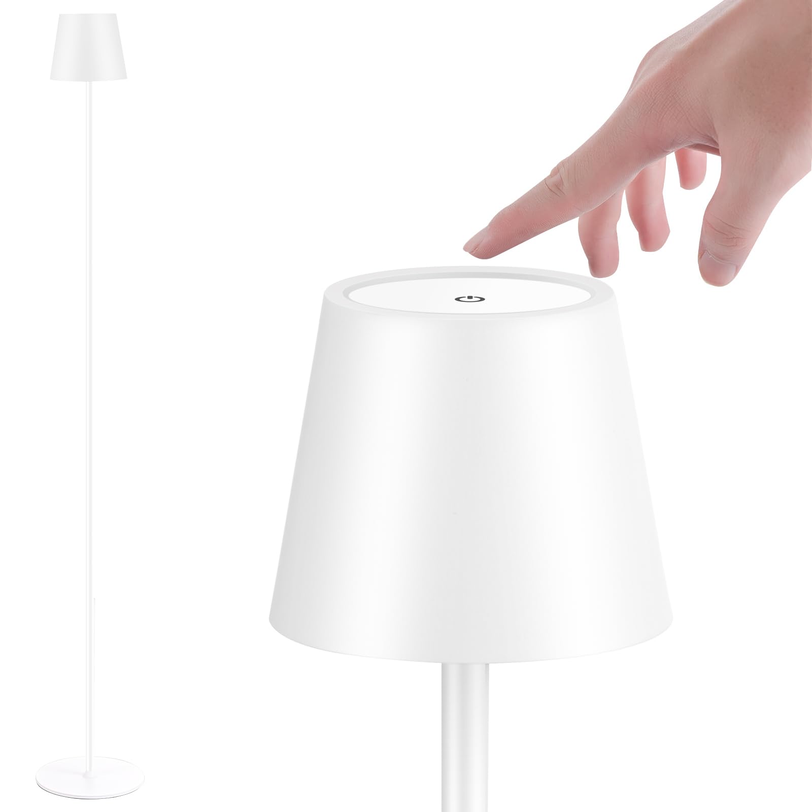 Imqsqik Cordless Floor Lamp For Outdoor/Indoor, Built-In 6800 Mah Battery Led Battery Operated Lamp Rechargeable, With Touch Control Floor Lamp,Adjustable Height Floor Lamp For Patio(White)
