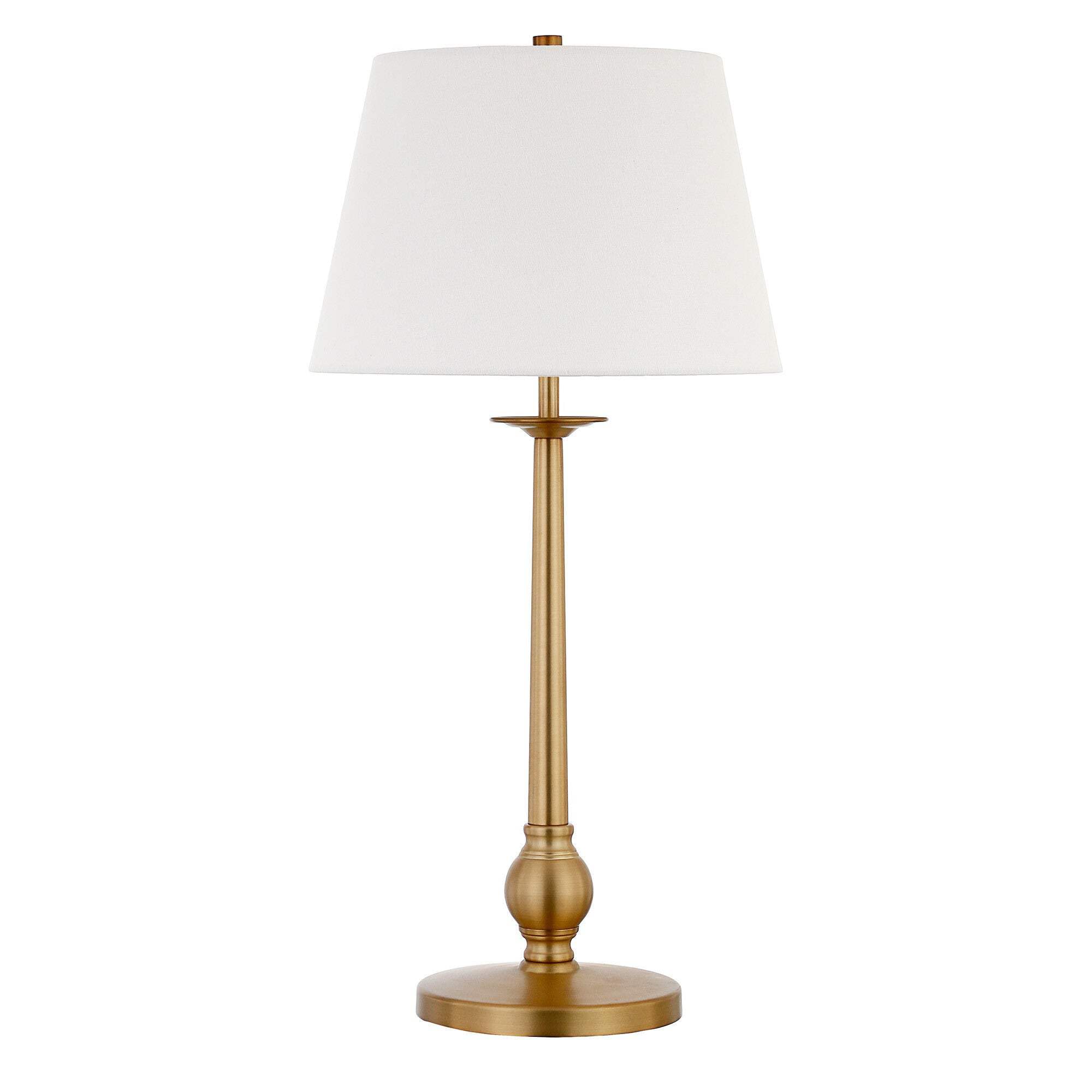 Homeroots 524376 28 In. Brass Metal Table Lamp With White Empire Shade