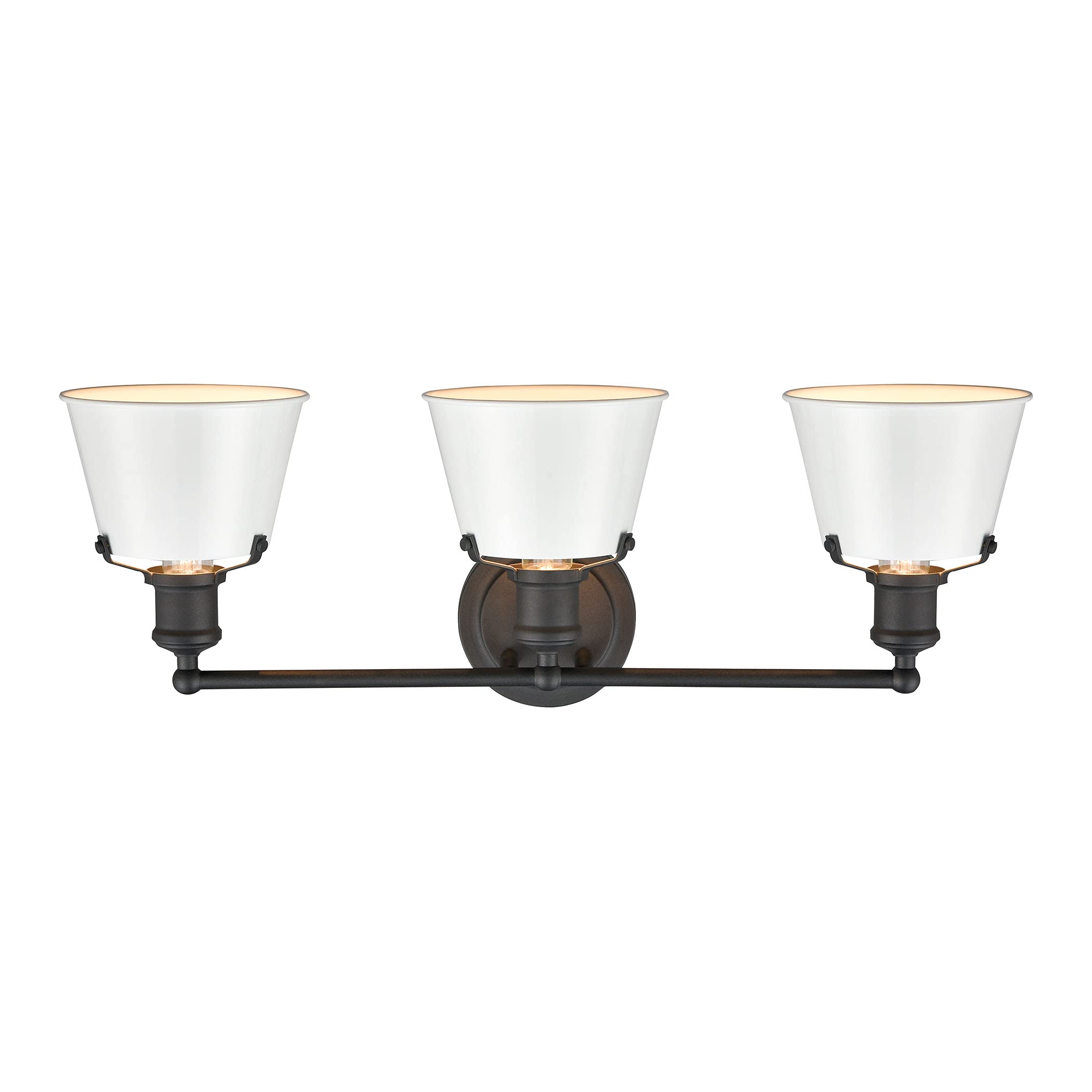 Elk Home 3-Light Vanity Light, Charcoal Finish & White Metal Shade, Traditional Style