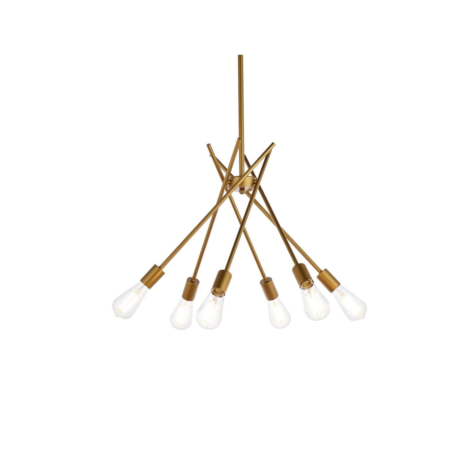Living District Lucca 6-Light Mid-Century Metal Pendant in Brass