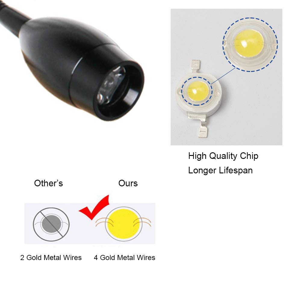 Youngine LED Reading Light, Flexible Gooseneck Wall Lamp, Black-Warm White, Ideal for Bedroom, Office, Hotel, Home
