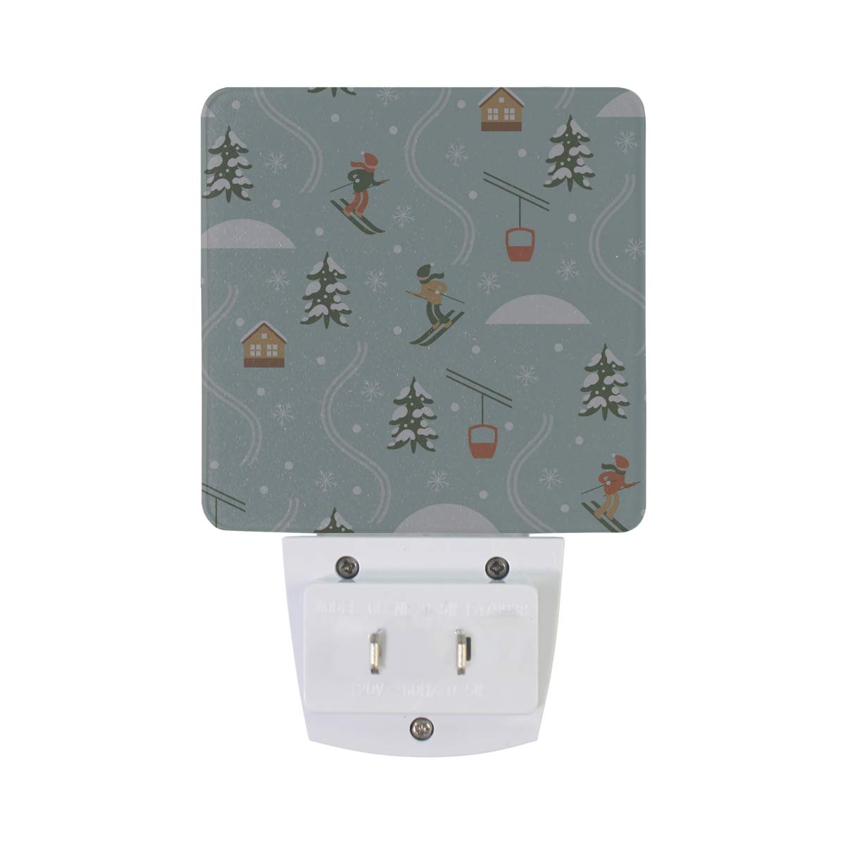 DIY.HD Plug-in LED Night Light Lamp with Dusk to Dawn Sensor, 0.5W, Ski Design, 2 Pack, One Size