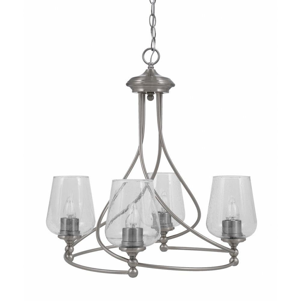 Toltec Lighting 904-BN-210 Capri - 4 Light Uplight Chandelier-22.75 Inches Tall and 21.75 Inches Wide, Finish Color: Brushed Nickel, Glass Color: Clear Bubble