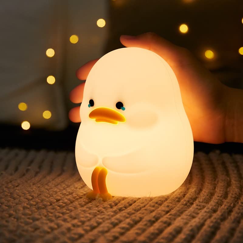 TTiiLoe Cute Night Lights Duck Rechargeable Baby Night Lamp Silicone 7-Color RGB LED Dimmable Nursery Nightlight for Breastfeedi