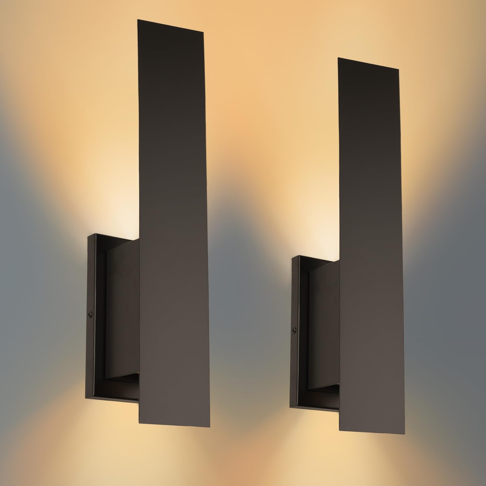 Edwarmlux Indoor Wall Sconces, Dimmable Hardwired, 2 Pack, Matt Black, Model PL-LR002D
