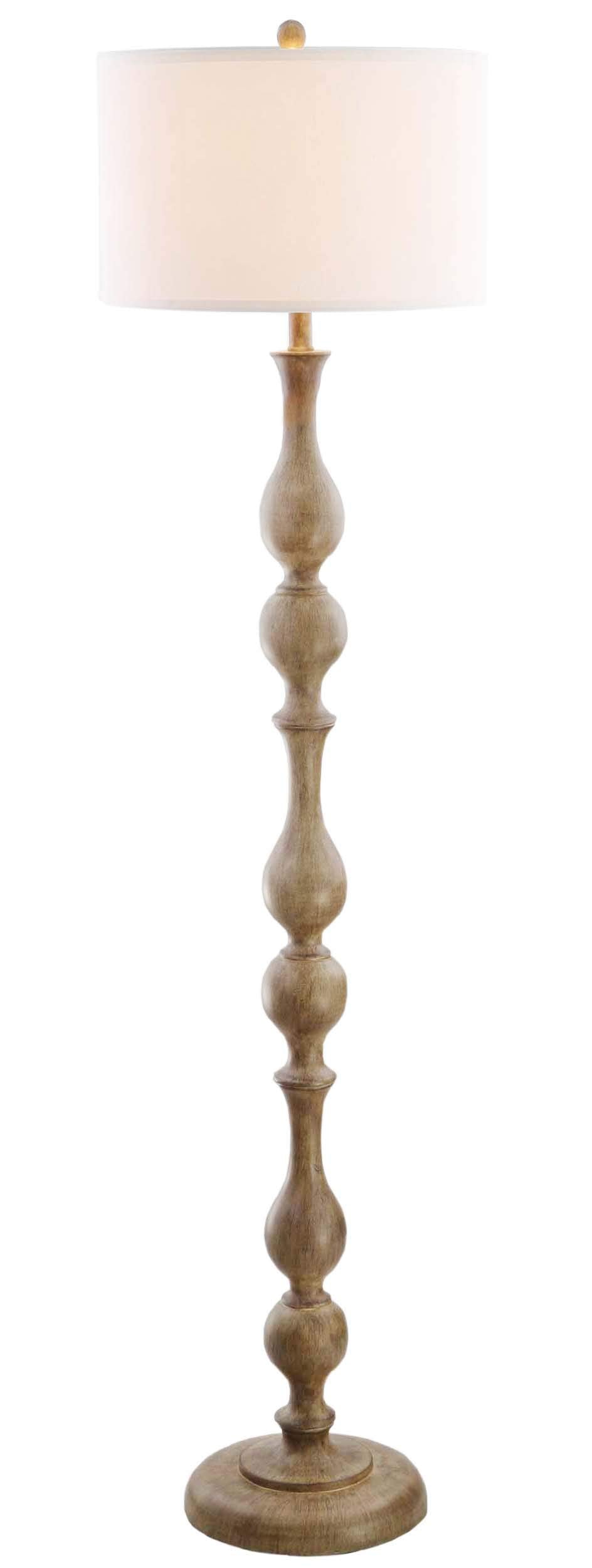 SAFAVIEH Home Collection - Glendora Farmhouse Brown Wood Finish 64-Inch Floor Lamp, Transitional Curved Design, LED Bulb Include