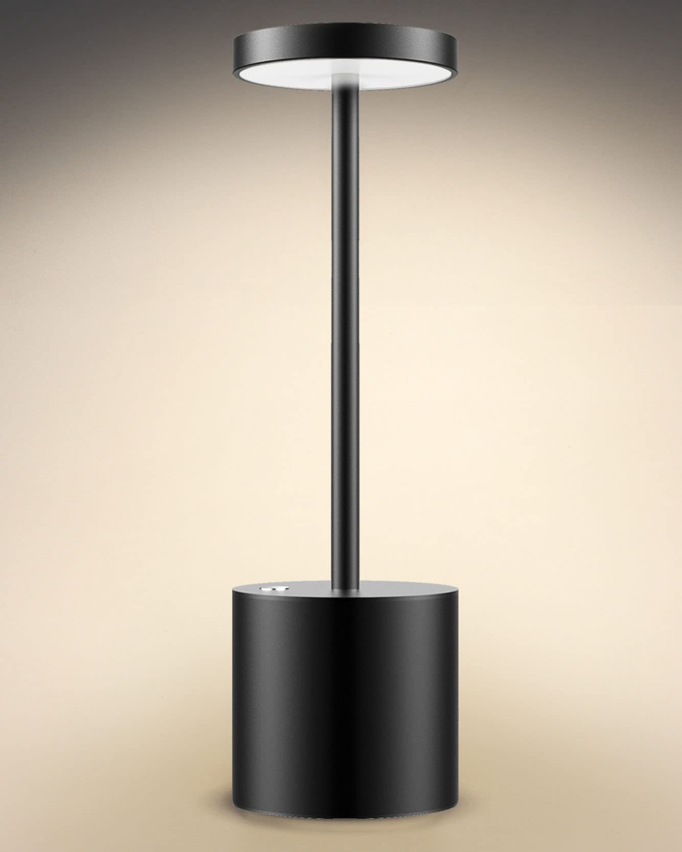 Yiben Cordless Table Lamp - 5000Mah Rechargeable, Usb, 2 Brightness Levels, Black Aluminum