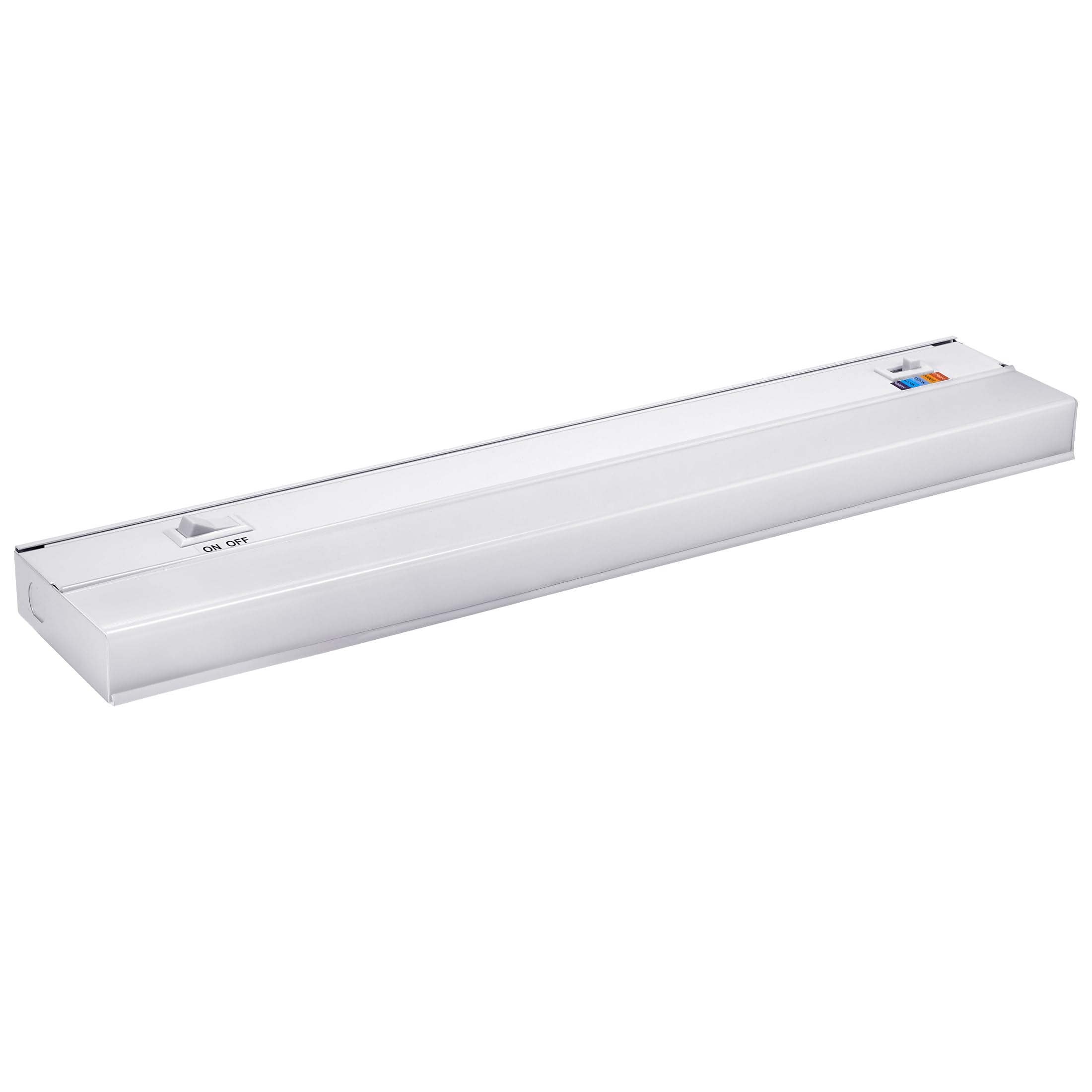Maxxima LED Under Cabinet Light, 18 Inch, 750 Lumens, 5 CCT Color Temp, White, Model MSL-189003, Hardwired, On/Off Switch