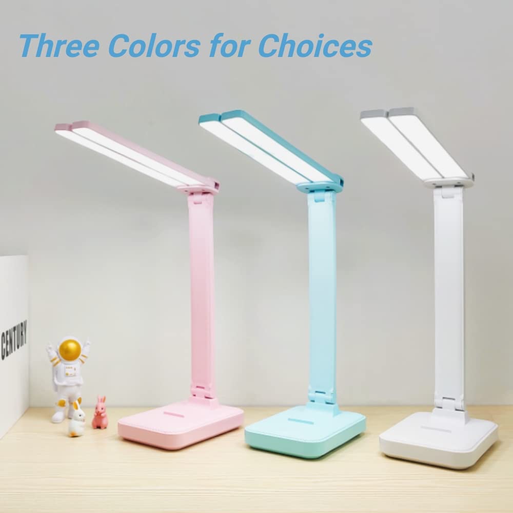 Luxlumin Blue Desk Lamp - Portable, Rechargeable, 3 Lighting Modes, Ideal For Home Office, Kids, Reading, Studying