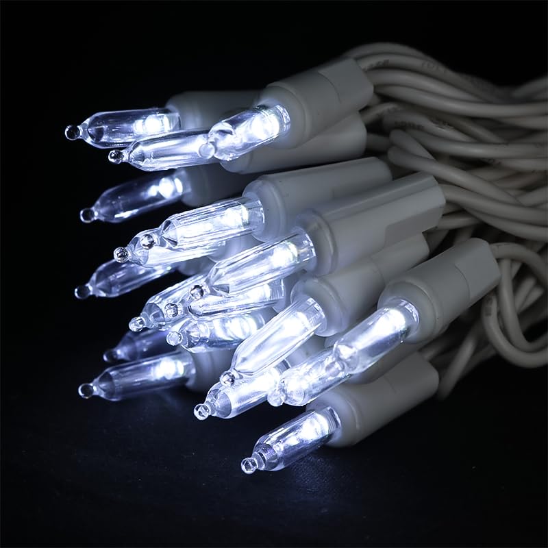 Multi-Sparking Cool White Christmas Lights (11 Feet, 35 Count) - Led Christmas Tree Lights White Wire, Mini String Lights For Indoor And Outdoor Christmas Decorations