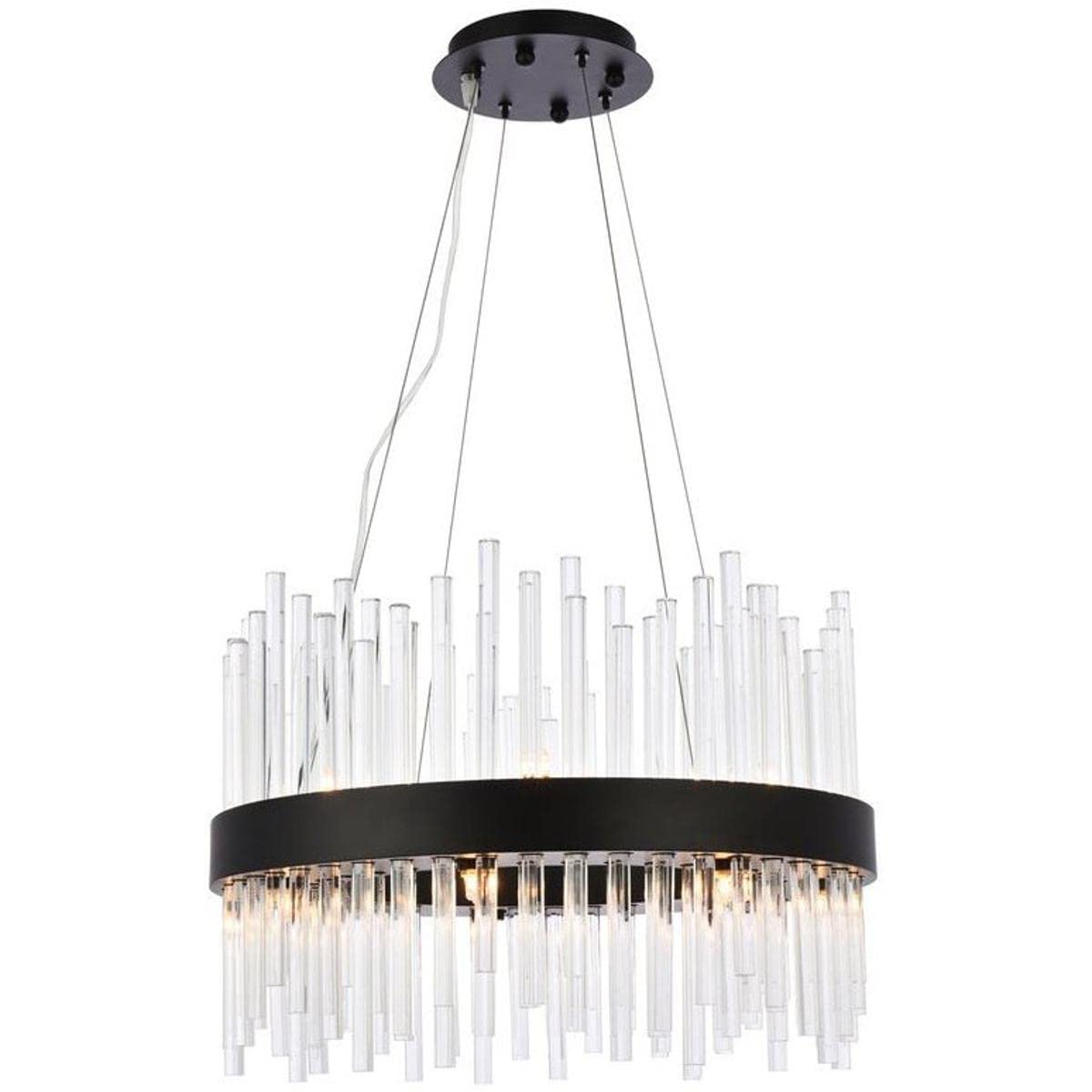 Elegant Lighting Dallas 20 inch Round Crystal Pendant in Black
