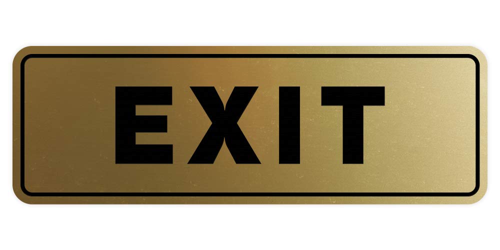 All Quality Standard Exit Wall or Door Sign | Durable Plastic and Easy Installation | Double-Sided Foam Adhesive Tape - Brushed 