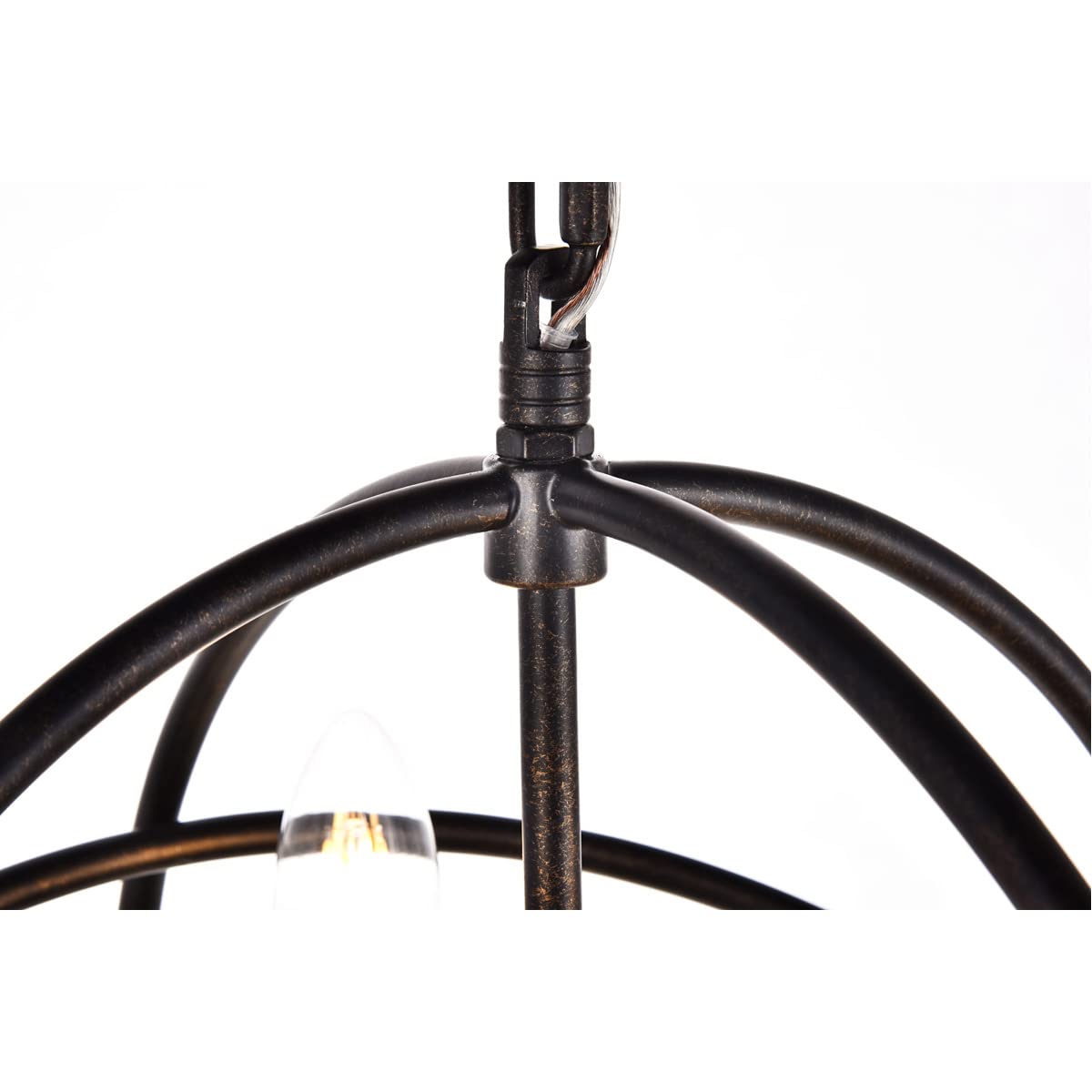 Elegant Lighting Octavia Collection 3 Light Pendant Lamp in Dark Brown Finish - 14''D x 15''H