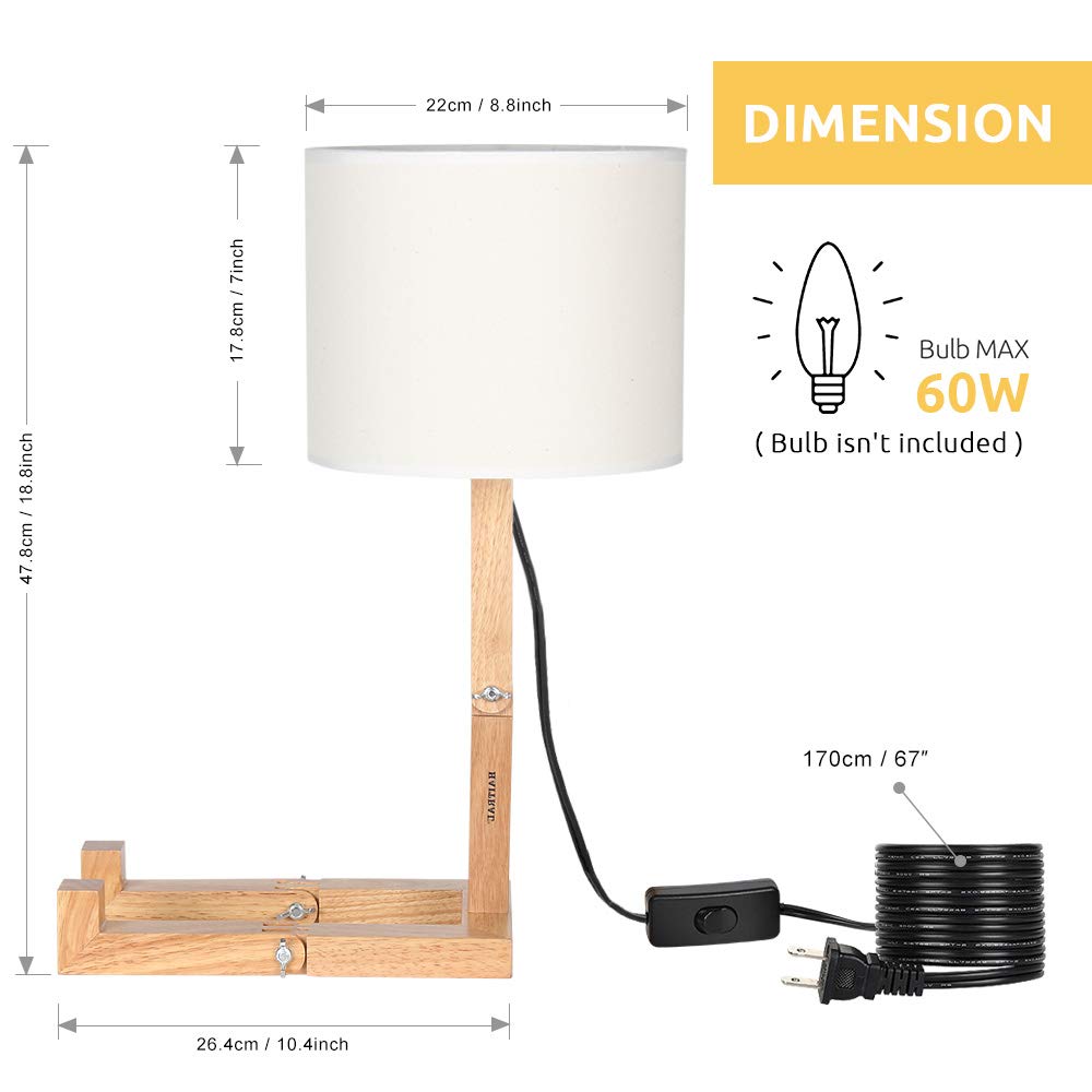 HAITRAL Desk Lamp - Cute Creative Table Lamp with Wood Base, Linen Material, Model 5841595668, Fun Color, Ideal for Bedroom and Office