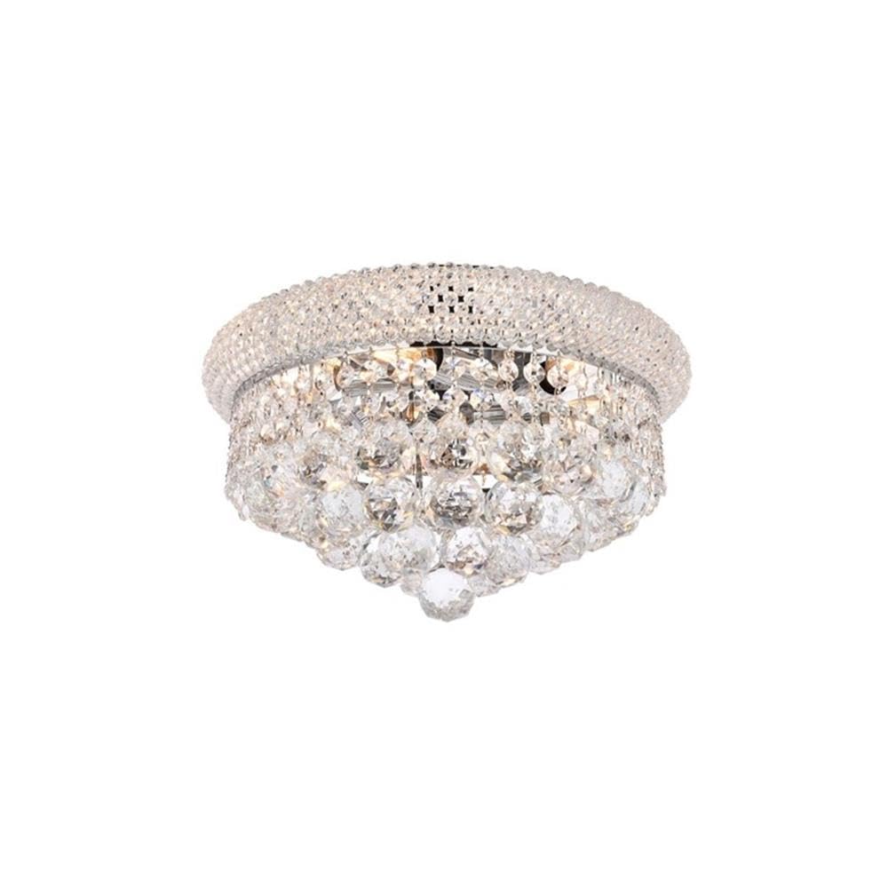 Elegant Lighting 6-Light Flush Mount - Chrome Finish, Royal Cut Crystals, 14 - Model 1800F14C/Rc, Multicolor