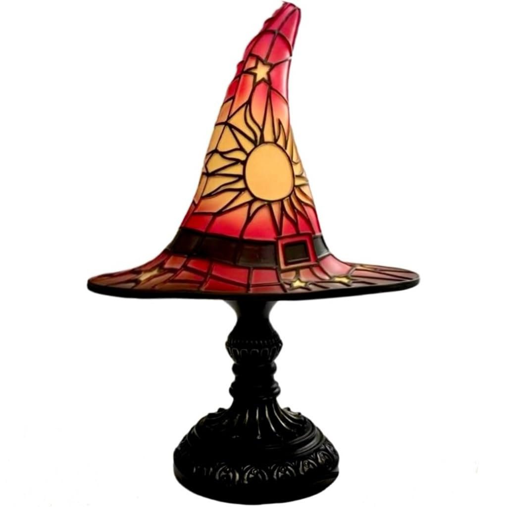 Witch Hat Lamps Handmade Witch Hat Lights Unique Nightstand Night Light Bedroom Decoration Retro Resin Lamp for Indoor Party Hau
