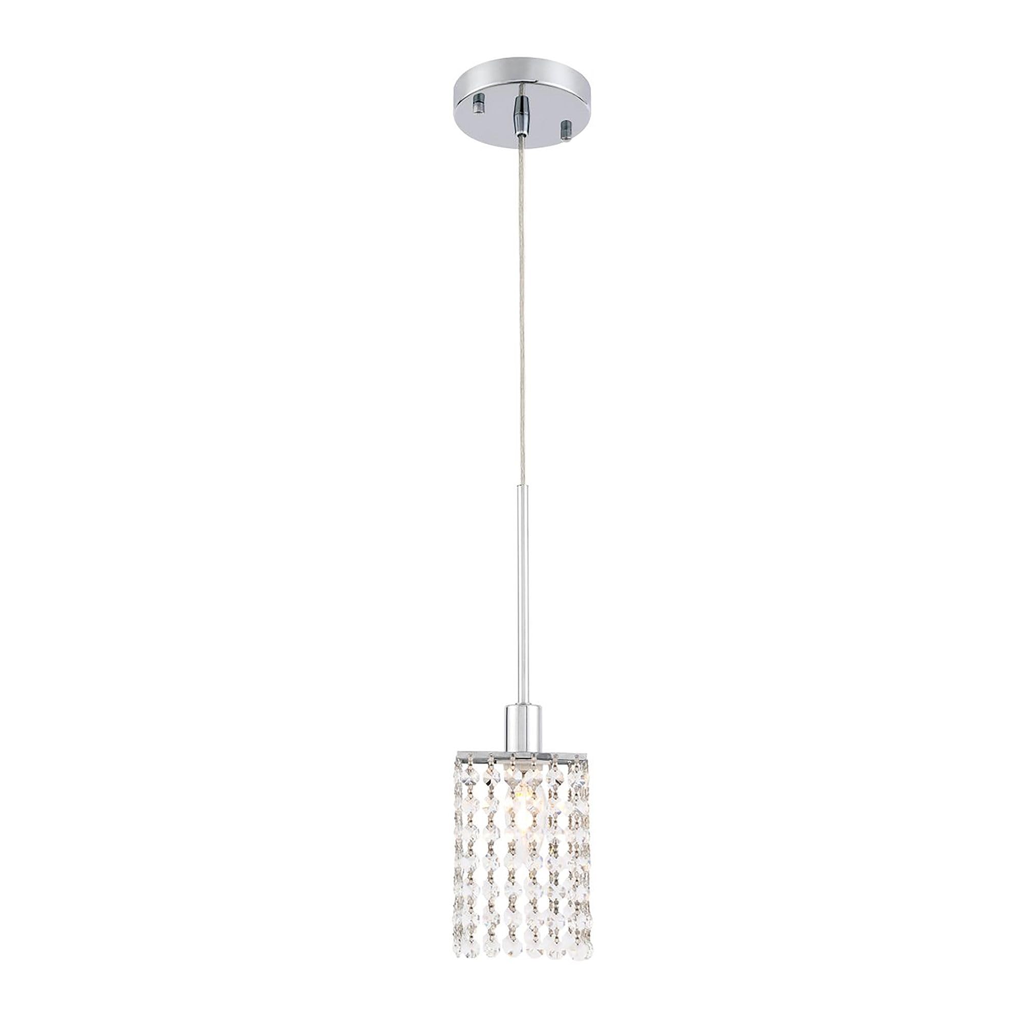 Living District Taylor 1-Light Metal & Crystal Pendant in Chrome/Clear