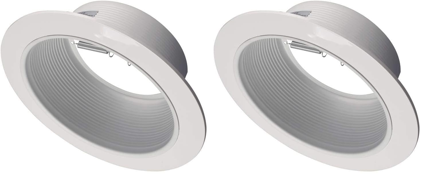 NICOR Lighting 6 inch White Recessed Baffle Trim, Fits 6 inch Housings (17510) (Pack of 2)