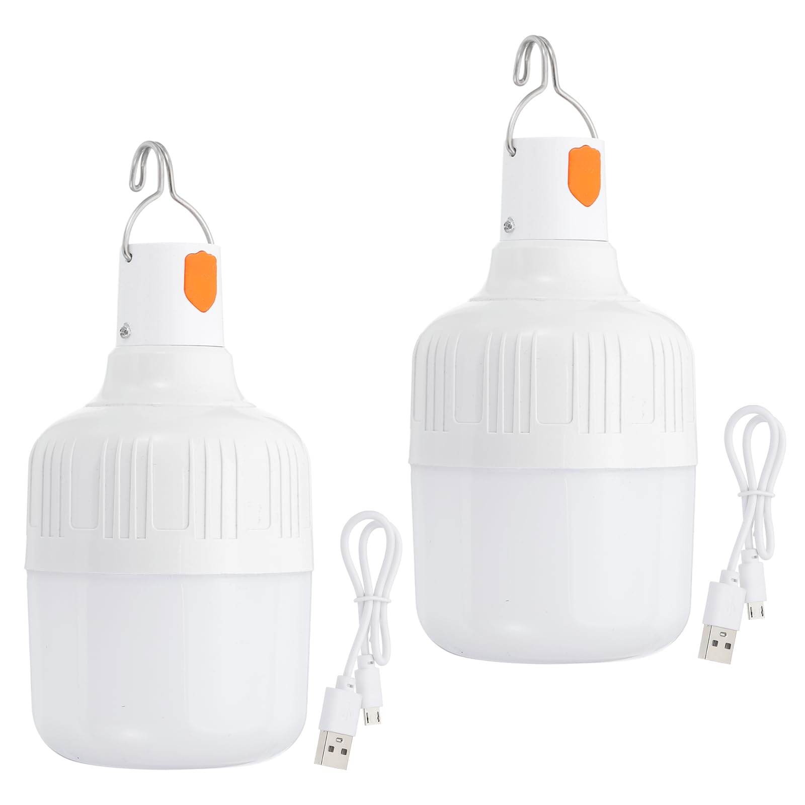 Patikil Camping Lantern  2 Pack Rechargeable Led Tent Lamp Lights Bulb Portable Hanging 3 Lighting Modes 90W With Clip Hook For Camping  Hiking  Fishing  White