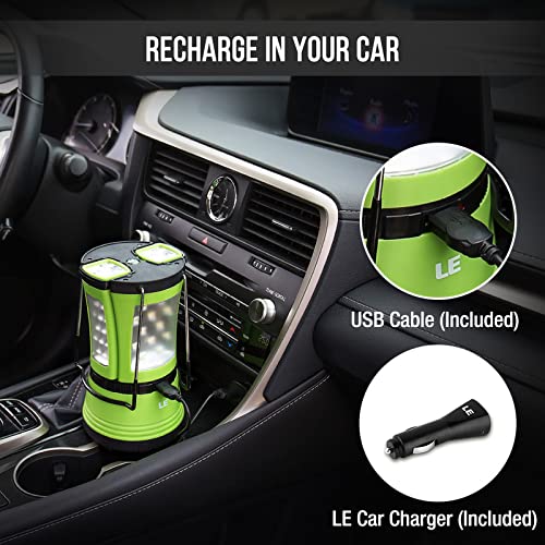 Lighting EVER LE LED Camping Lantern, 600LM Rechargeable, Detachable Flashlight, Green, Model 3300012-DW, Ideal for Emergencies and Outdoor Use