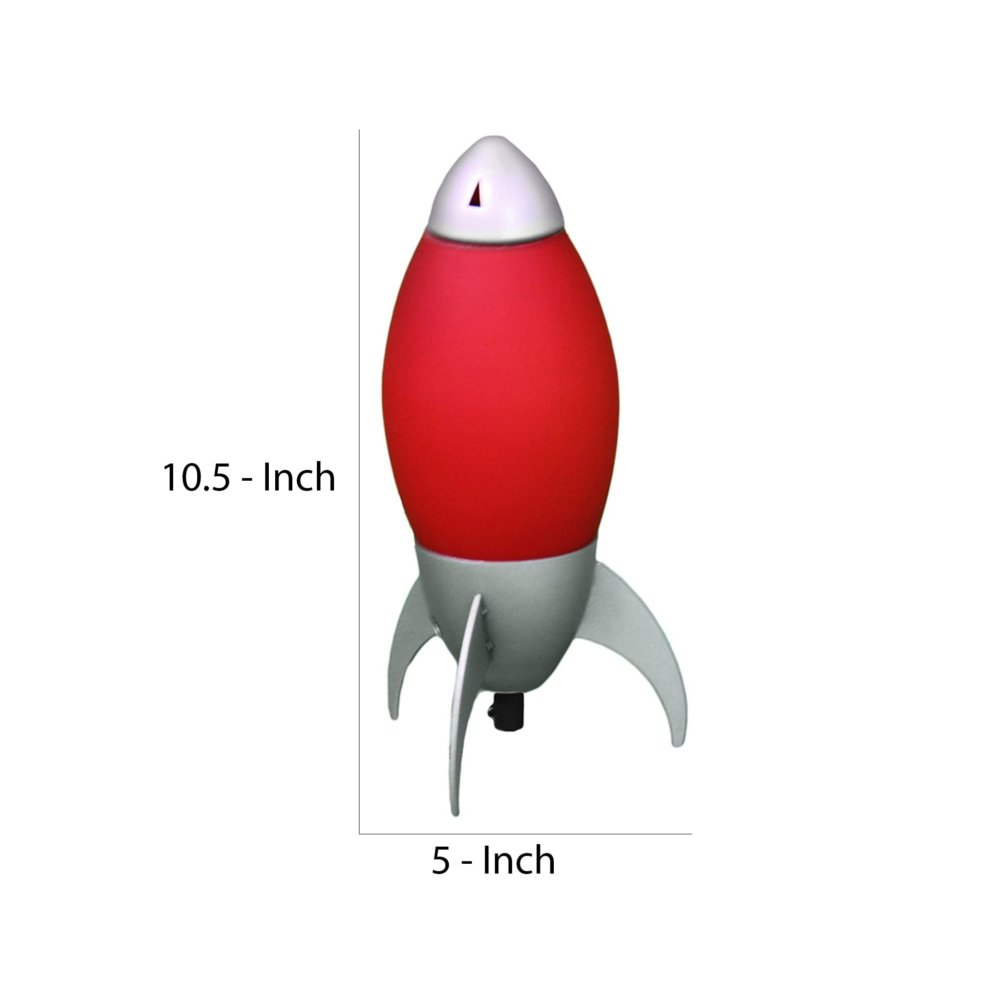 Benzara Kid Table Lamp Rocket Design Silhouette, Red, Model BM240954, Stone Material