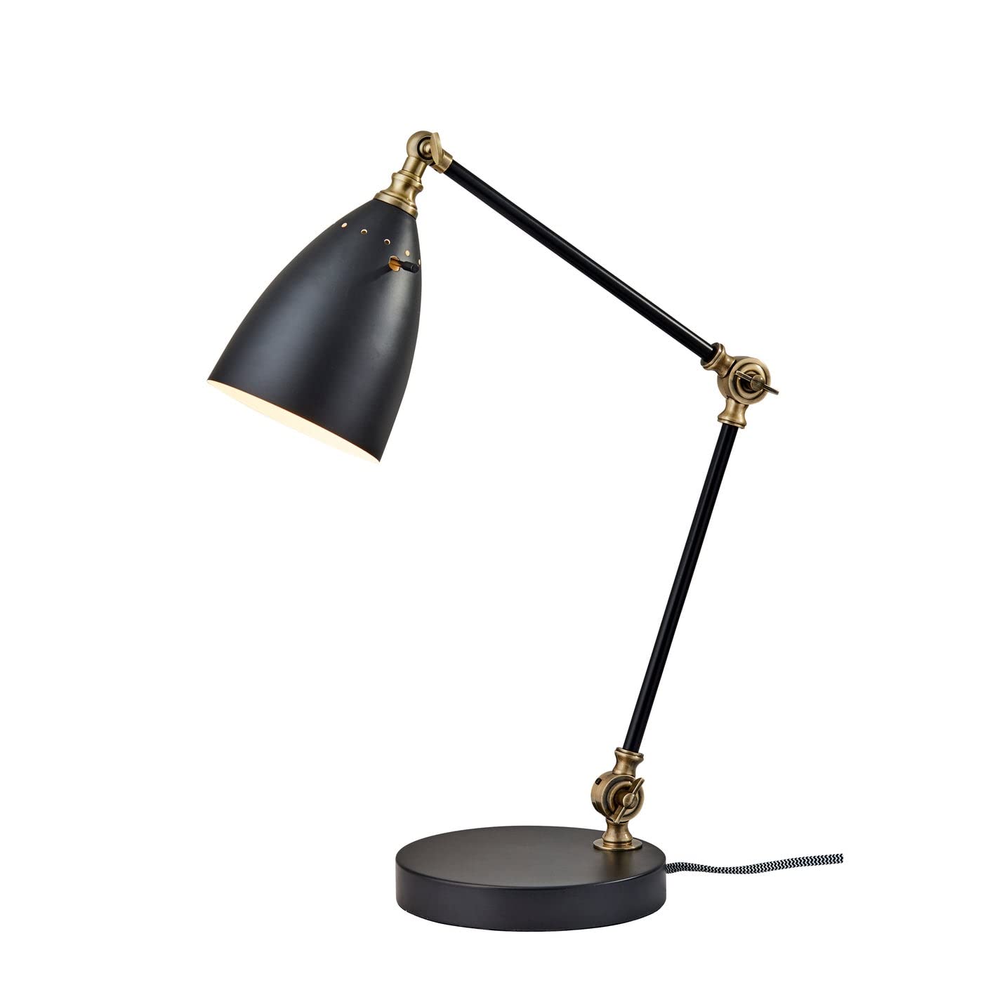 Adesso Boston Desk Lamp 3904-01, 18.5 in., Metal, Black with Antique Brass Accents, 40W Standard/LED