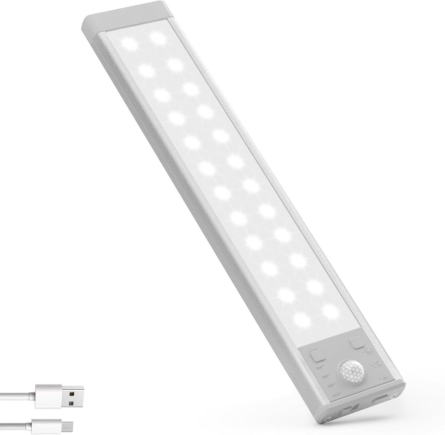 Hopedone Under Cabinet Lights, 24 LED Dimmable Rechargeable, Motion Sensor, Magnetic, 1 Pack, White, Model LINGJ-1466-US