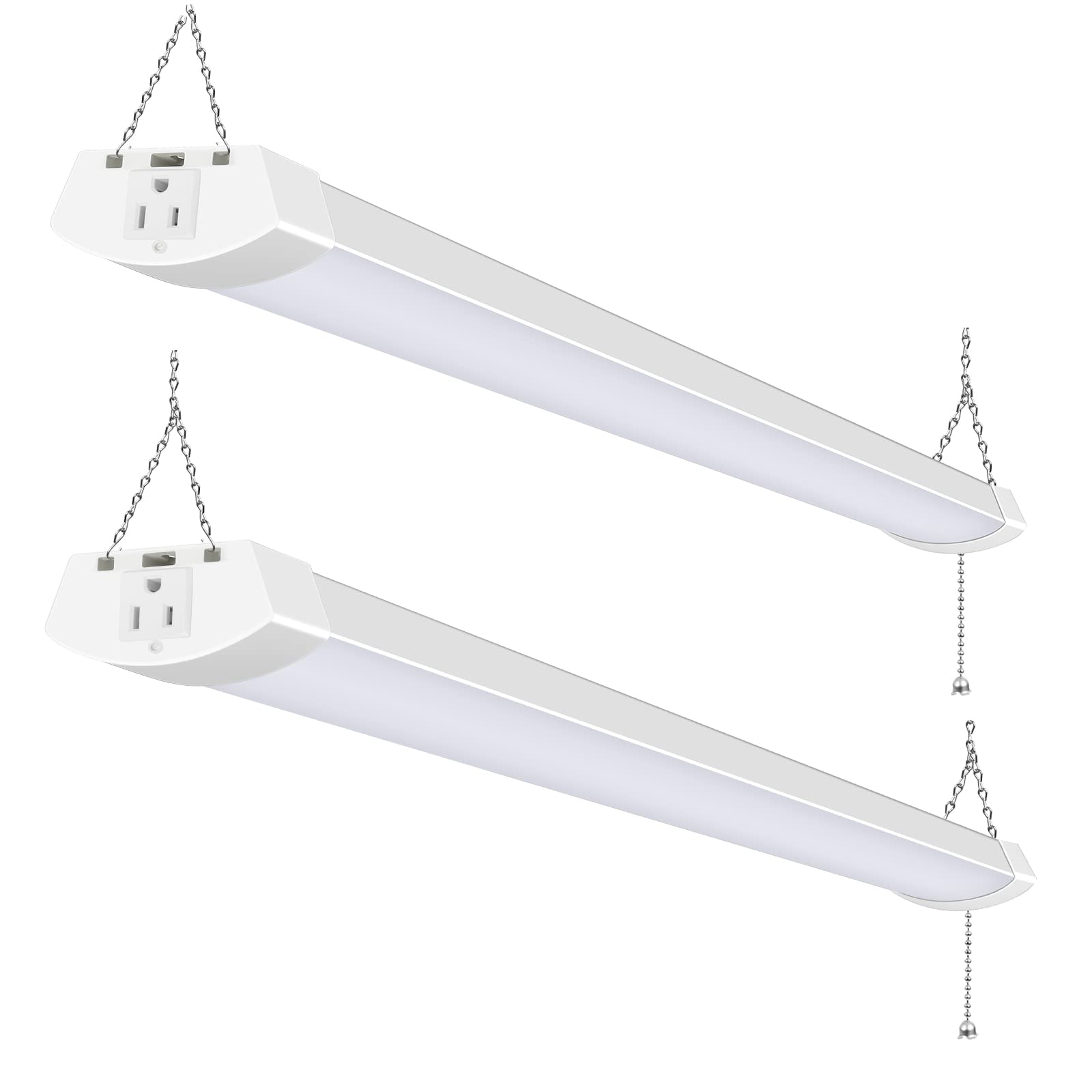 hykolity 4FT LED Shop Light, 120W, 13000lm, 5000K, Linkable, Plastic, White, Model SL120W5K-2V