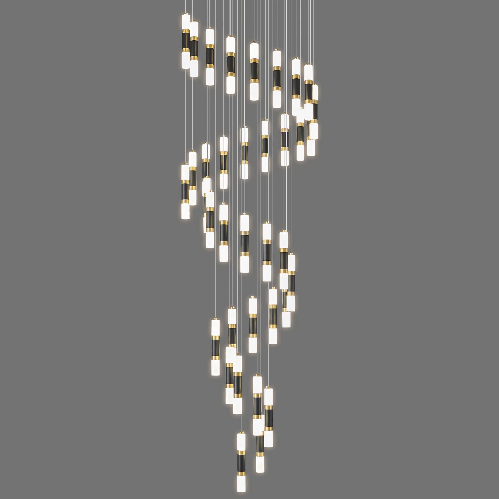 LIANGMH 36-Light Modern Chandeliers for Entryway Ceiling Pendant Light Dimmable LED 216W Staircase Large Chandelier Lobby Living