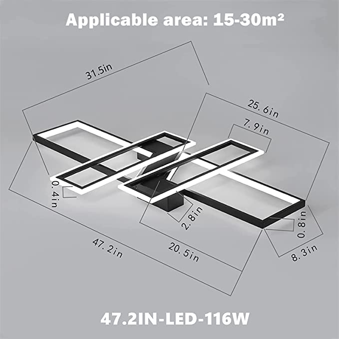 Fbfc Modern Led Ceiling Lights Fixture, Dimmable Close To Ceiling Light, With Remote Control Diningroom Lamp, Flush Mount Geomet