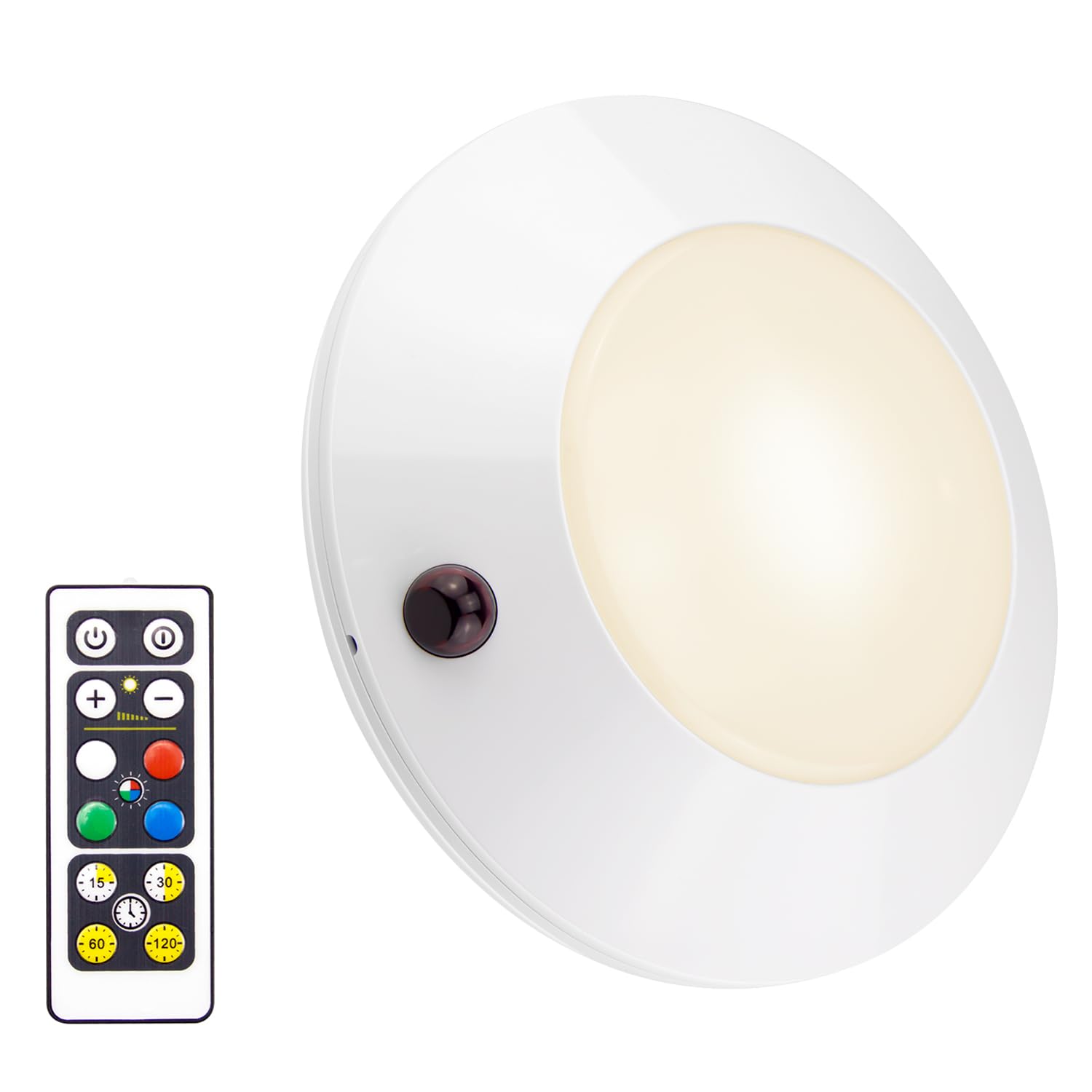 BIGLIGHT Color Changing Ceiling Light Battery Operated, Dimmable Shower Light with Timer, Wireless Puck Light Indoor for Entranc