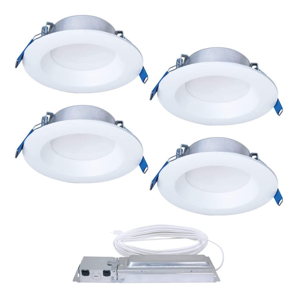 HALO 4 inch Quicklink Canless LED Downlight Selectable 2700K, 3000K, 3500K, 4000K, 5000K CCT - White (4 pack)