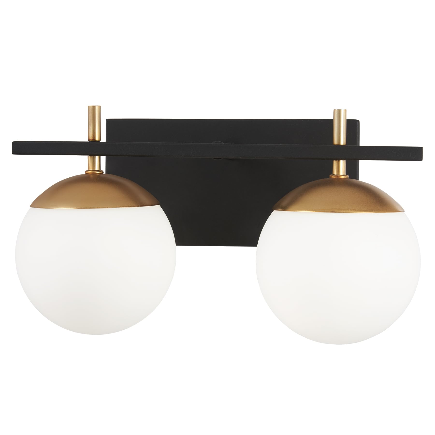 GEORGE KOVACS P1352-618 Alluria Vanity Bath Light, 2-Light, 150 Total Watts, 8.5-in H x 15-in W, Weathered Black with Autumn Gol