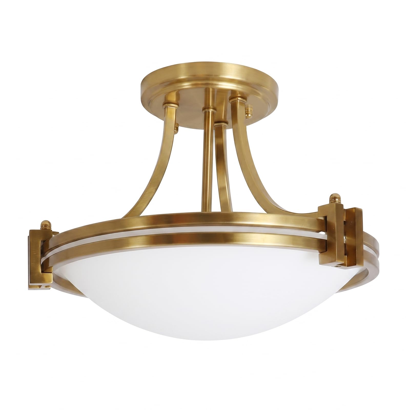 Bektas Semi Flush Mount Ceiling Light Fixture 12 inch Brushed Gold Light Fixture with Milk Glass for Bedroom Kitchen Bathroom Ha