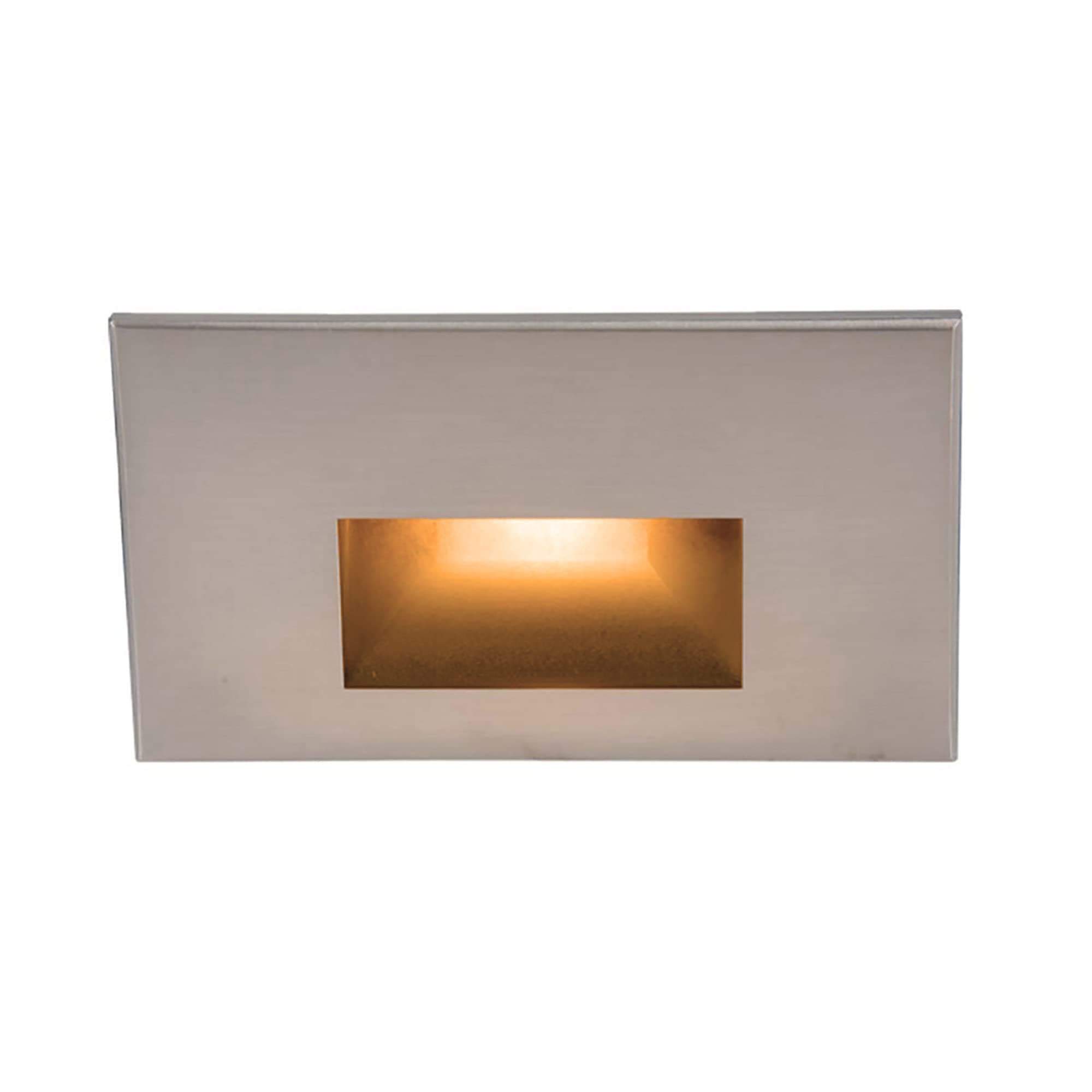 WAC Landscape Lighting, LEDme 120V LED Horizontal Indoor and Outdoor Step and Wall Light Amber 1800K LED in Brushed Nickel
