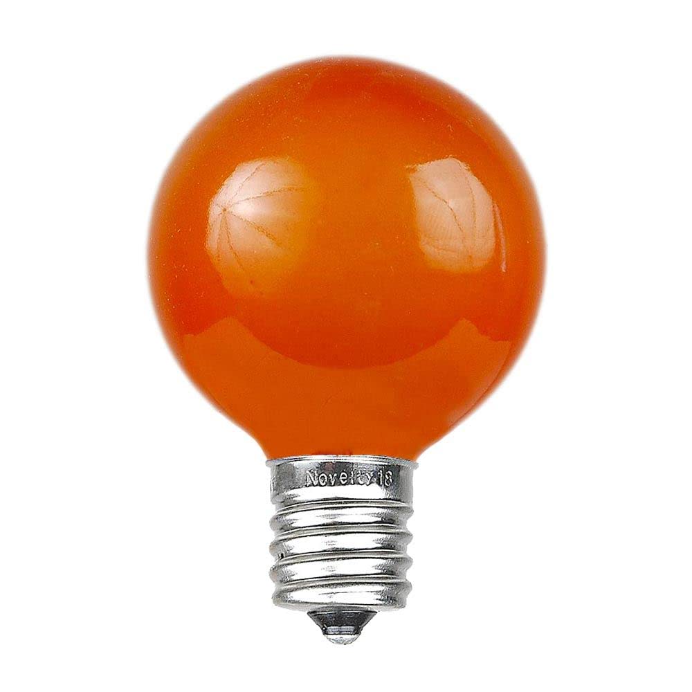 Novelty Lights G50 Globe Replacement Bulbs - E17/C9 Intermediate Base, 7 Watt, Orange, 25 Count, Glass